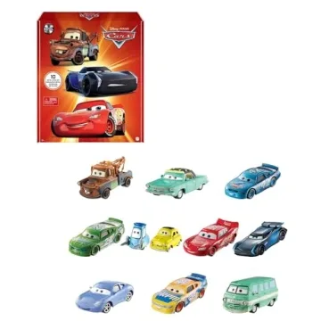 Mattel Disney and Pixar Cars Set of 10 Die-Cast Mini Racers Vehicles, Collectible Set of 1:55 Scale ...