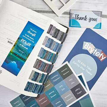 Earthy Blue Bible Tabs for Women and Men, Large Print Laminated Bible Tabs, Easy to Read, Easy to Ap...