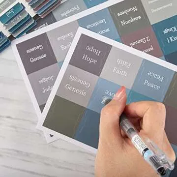 Earthy Blue Bible Tabs for Women and Men, Large Print Laminated Bible Tabs, Easy to Read, Easy to Apply, Bible Journaling Tabs