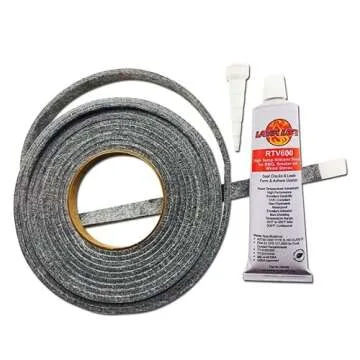 LavaLock® Self Stick PRO Pack: 1/2" x 1/8" Grey Compatible with Nomex BBQ Smoker Gasket w/RTV Charc...