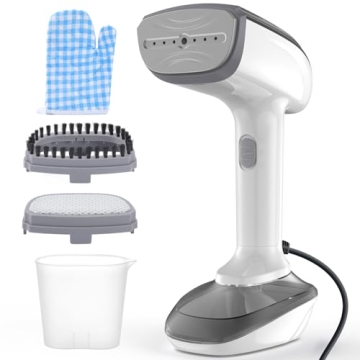 Powerful Handheld Fabric Steamer - 1800W with Fast Ceramic Heat-Up Plate, 2-in-1 Ironing & Wrinkle R...