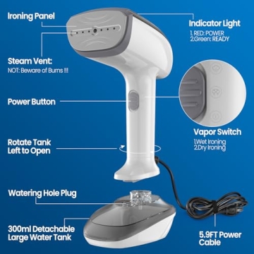 Efficient Handheld Fabric Steamer - Fast & Powerful Steam Remover