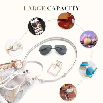 Missnine Clear Bag for Stadium Approved, Clear Crossbody Bucket Bag Transparent PVC Purse for Women, Concert Stadium Events