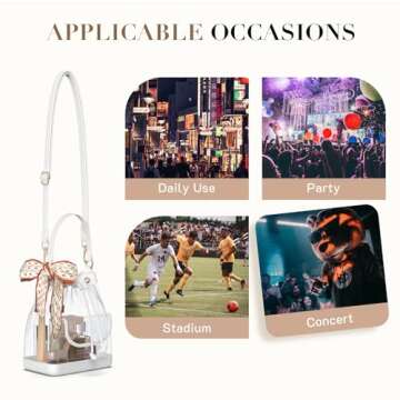 Missnine Clear Bag for Stadium Approved, Clear Crossbody Bucket Bag Transparent PVC Purse for Women, Concert Stadium Events