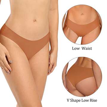 SHARICCA Women Seamless Cheeky Bikini No Show Panties Ladies Invisible Breathable Briefs Soft Stretc...