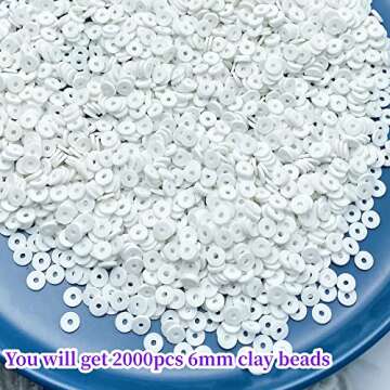 2000pcs Heishi Vinyl Beads Polymer Clay Beads Flat Round Spacer Beads for Making Bracelet Necklace E...
