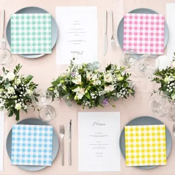 120 Pastel Gingham Cocktail Napkins for Celebrations