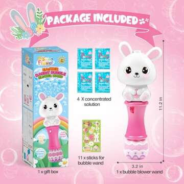 SpringFlower Bubble Blower Wand - Bubble Maker with LED Light-Up Effect for Kids, Perfect for Easter...