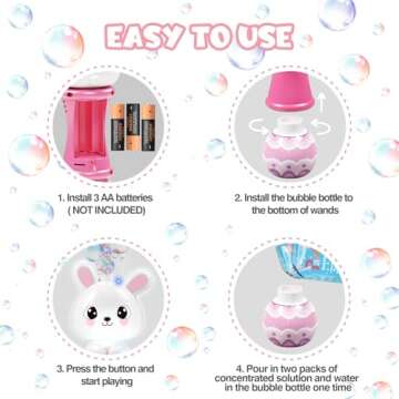 SpringFlower Bubble Blower Wand with Light-Up Effect for Kids