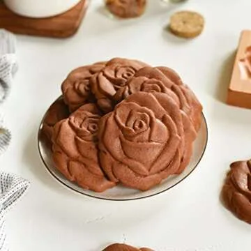 AEGYPIUS Wooden Cookie Molds - 3.9" Rose Stamp Cookie Cutters