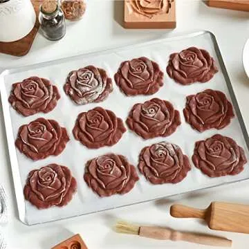 AEGYPIUS Wooden Cookie Molds | Rose Design Cookie Stamps