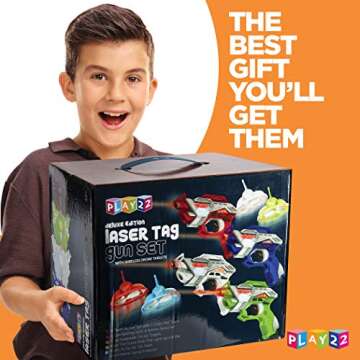 Play22 Laser Tag Guns Set with Vest and Drone - Infrared Laser Tag Guns Set 4 Guns 4 Vests and 4 Dro...