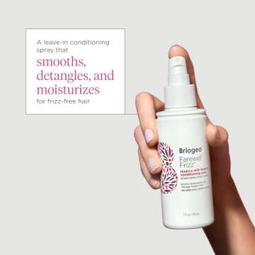Briogeo Farewell Frizz Rosarco Milk Leave-In Conditioning Spray, Anti Frizz Leave In Conditioner for Curly Hair, Hair Detangler Spray & Hair Moisturizer with Argan Oil, Vegan, Cruelty-Free, 1.75 fl oz