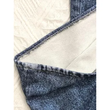 AnotherChill Women's Sweatpant Jeans Print Denim Sweatpants High Waisted Full-Length Wide Leg Pants Baggy Comfort Faux Jeans (Dark-Blue, X-Small)