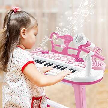 Kids Piano Keyboard Toys, 31-Keys Piano for Toddler Ages 3-5-9, Educational Toys with Microphone, St...