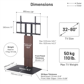 WALL V3 Low Type Japanese TV Stand Adjustable Mount White Oak