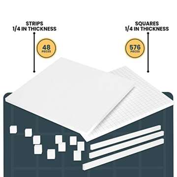 Bearly Art CUBIES The Polar Collection - Acid Free Adhesive Foam Tape for DIY Arts and Crafts - Double Sided Tape - Mega Pack with 1248 Total Pieces - Precut Squares & Strips