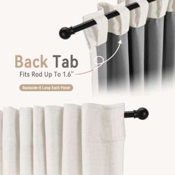 100% Blackout Shield Linen Blackout Curtains 84 inches Long 2 Panels Set, Back Tab/Rod Pocket Thermal Insulated Black Out Curtains for Bedroom/Living Room, 52" W x 84" L, Beige