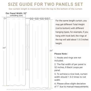 100% Blackout Shield Linen Blackout Curtains 84 inches Long 2 Panels Set, Back Tab/Rod Pocket Thermal Insulated Black Out Curtains for Bedroom/Living Room, 52" W x 84" L, Beige