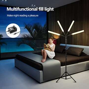 SURBORT LED Fill Light, 63“ Liftable Tripod Video Light, for Photography/Makeup/Live Streaming/Tik...