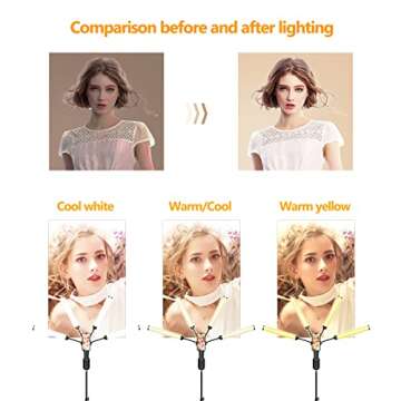 SURBORT LED Fill Light, 63“ Liftable Tripod Video Light, for Photography/Makeup/Live Streaming/Tiktok, 4 Heads 3 Color Lighting,11 Levels of Adjustable Brightness, 3-18H Timer, Remote Control（S4）