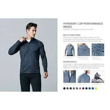 TSLA Men's 1/4 Zip Pullover Long Sleeve Shirt, Quick Dry Performance Running Top, Athletic Quarter Zip T-Shirt, Hyper Dri Quarter Zip Spacedyenavy, Medium