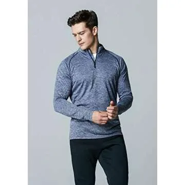 TSLA Men's 1/4 Zip Pullover Long Sleeve Shirt, Quick Dry Performance Running Top, Athletic Quarter Zip T-Shirt, Hyper Dri Quarter Zip Spacedyenavy, Medium