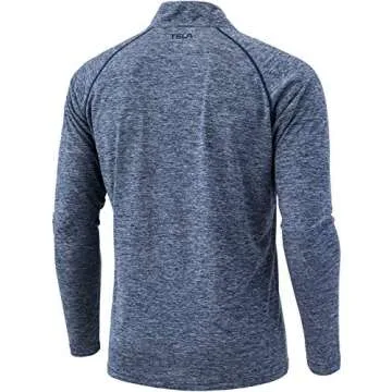 TSLA Men's 1/4 Zip Pullover Long Sleeve Shirt, Quick Dry Performance Running Top, Athletic Quarter Zip T-Shirt, Hyper Dri Quarter Zip Spacedyenavy, Medium