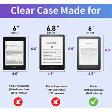 Clear Case for (2019 Release) 6" Kindle 10th Generation, [Lightweight] Silicone Thin Slim Protective...