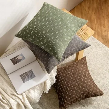 MIULEE Decorative Burlap Linen Throw Pillow Covers 20x20