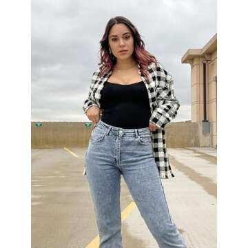 SHAPERX Bodysuit for Women Tummy Control Shapewear Mid-Thigh Seamless Full Body Shaper, SZ6224-Black-L