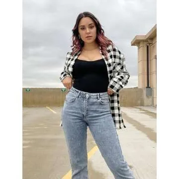 SHAPERX Bodysuit for Women Tummy Control Shapewear Mid-Thigh Seamless Full Body Shaper, SZ6224-Black-L