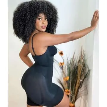 SHAPERX Bodysuit for Women Tummy Control Shapewear Mid-Thigh Seamless Full Body Shaper, SZ6224-Black-L