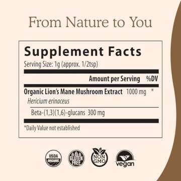 Real Mushrooms Lion’s Mane Powder for Memory and Focus
