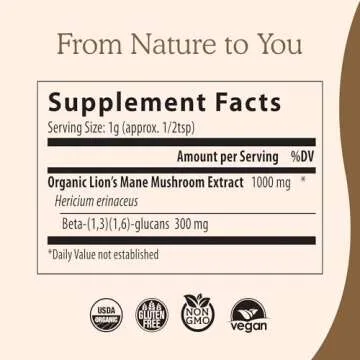 Real Mushrooms Lion’s Mane Powder for Memory and Focus