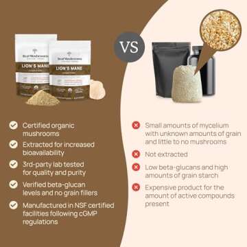 Real Mushrooms Lion’s Mane Powder for Memory and Focus