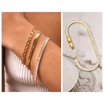 Elegant PEARLADA Baguette Tennis Bracelet for Women