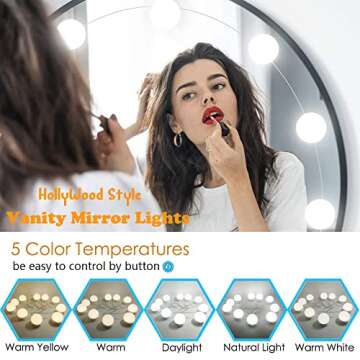 Assemer Led Vanity Mirror Lights, Hollywood Style Makeup Light with 10 Dimmable Bulbs for Vanity Tab...
