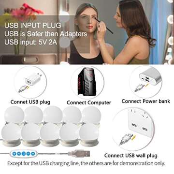 Assemer Led Vanity Mirror Lights, Hollywood Style Makeup Light with 10 Dimmable Bulbs for Vanity Table Dressing Room