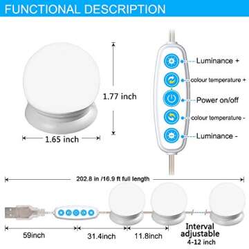 Assemer Led Vanity Mirror Lights, Hollywood Style Makeup Light with 10 Dimmable Bulbs for Vanity Table Dressing Room