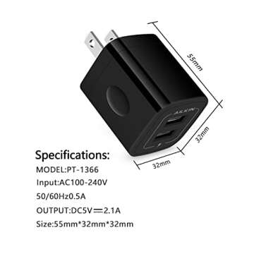 Micro USB Charger, Dual USB Port Wall Block with 6FT Android Fast Charging Cable for Kindle Fire HD ...