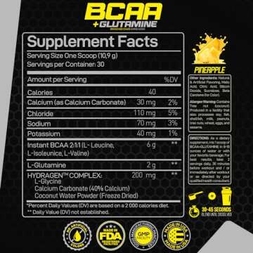Forzagen BCAAS Amino Acids Powder with Glutamine BCAA Powder, Branched Chain Amino Acids Supplements...
