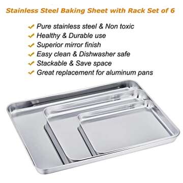 TeamFar Stainless Steel Baking Sheet & Cooling Rack Set