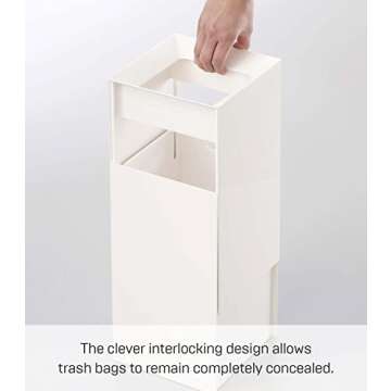 Yamazaki Home Veil Trash Can - Modern Open Top Garbage Waste Bin Basket with Handle - Abs Plastic - 2.5 Gallons, 10 Liters