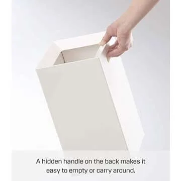 Yamazaki Home Veil Trash Can - Modern Open Top Garbage Waste Bin Basket with Handle - Abs Plastic - 2.5 Gallons, 10 Liters