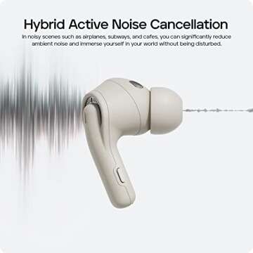 Tribit True Wireless Earbuds, Active Noise Cancelling Bluetooth Earphones Transparency Mode 6Mics EN...