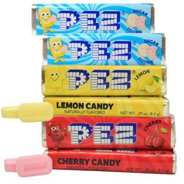 Needzo 2025 Easter PEZ Dispensers with Refill Roll Variety, Sugar Cookie, Cherry, and Lemon Candy, Flavored Hard Candies, Assorted Characters with Individually Wrapped Dispenser Refills (Pack of 3)