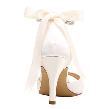 ELEGANTPARK Women Peep Toe High Heel Sandals Bridal Wedding Shoes For Bride Ankle Strap Ivory US 8