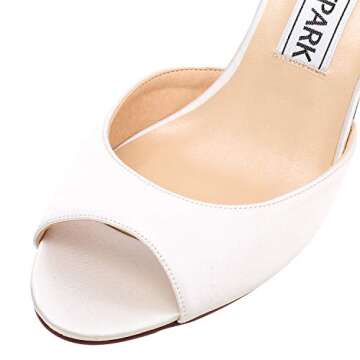 ELEGANTPARK Women Peep Toe High Heel Sandals Bridal Wedding Shoes For Bride Ankle Strap Ivory US 8