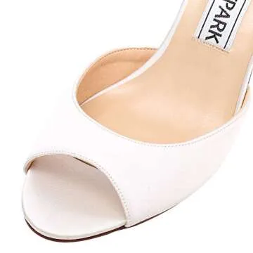 ELEGANTPARK Women Peep Toe High Heel Sandals Bridal Wedding Shoes For Bride Ankle Strap Ivory US 8